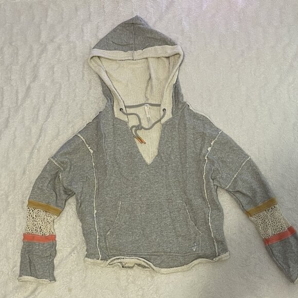 ✨Free People movment  dream catcher crochet lace fleece hoodie  - extra small - Picture 1 of 3